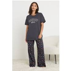 Grey - Women Pyjamas PixieGirl Petite Wide Leg Pyjama Set - Dark Grey