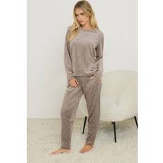 Brown - Women Pyjamas PixieGirl Petite Embossed Luxe Fleece Pyjama Set - Brown