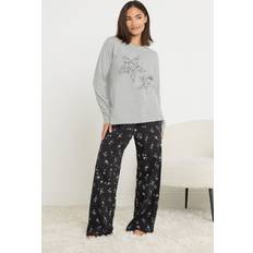 PixieGirl Petite Star Graphic Wide Leg Pyjama Set - Grey