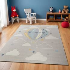 Light Grey Blue Modern Kids Rug 140cm x 200cm