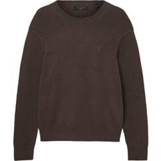 AllSaints Men Jumpers AllSaints Statten Crew Neck Logo Embroidered Stretch Knit Jumper - Brown