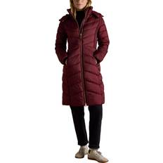 Pembury Red Showerproof Longline Padded Coat with Hood - Red