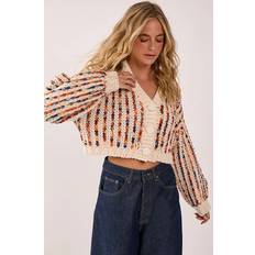 Multicoloured Cardigans Nasty Gal Multi Stitch Chunky Cable Knit Cardigan - Cream