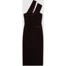 Herr - Sammet Klänningar Reiss Dalia Velvet Fitted Off The Shoulder Dress - Burgundy