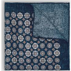 Blue Handkerchiefs Reiss Sabino Medallion Print Silk Pocket Square - Indigo Melange