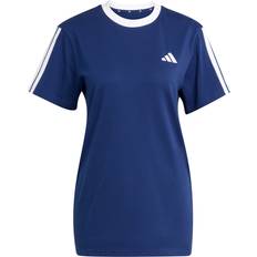 Adidas Natural T-shirts adidas Loose Women's T-Shirt Essentials 3 Stripes - Navy/White