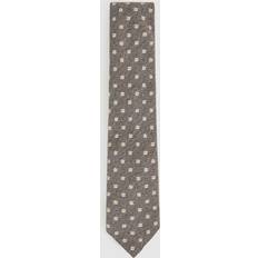 Grey Ties Reiss Tullio Floral-Print Wool Silk Blend Tie - Grey