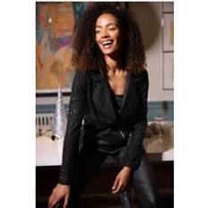 Leather Jackets M&Co Sequin Biker Jacket 18 Womens - Black