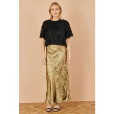 Women Skirts Yumi Gold Satin Midi Skirt New Look -