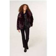 Coats Blue Vanilla Burgundy Faux Fur Coat New Look -