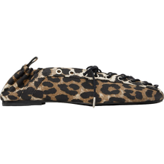 Laced Ballerinas Ganni Lace-Up Ballerinas - Leopard