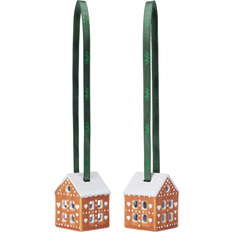 Kähler Christmas Bauble with Gingerbread Brown Christmas Tree Ornament 2pcs