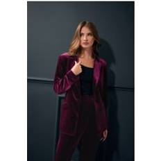 Stretch Blazers M&Co Berry Red Velour Blazer Smart - Dark Red