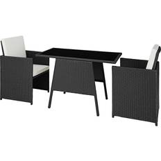 tectake Lausanne - Black Cafésæt, 1 borde inkl. 2 stole