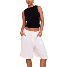 Dam - Satin Shorts PrettyLittleThing Linen Tailored Long Shorts - White