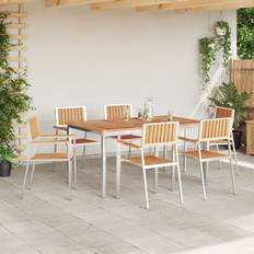 Teak Patio Dining Sets Ebern Designs 7 Piece Garden Brown 75cm H x 150cm W x 90cm D Patio Dining Set