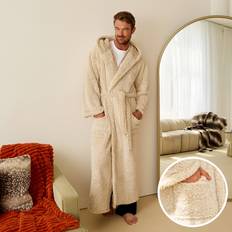 Beige Robes OHS Teddy Marl Full Length Dressing Gown Bathrobe - Beige