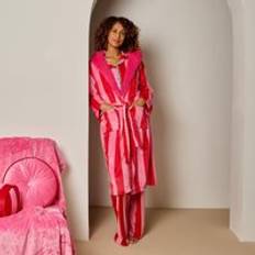 Polyester Robes OHS Flannel Fleece Dressing Gown Bathrobe - Pink