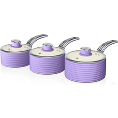 Swan Retro Violet Cookware Set with lid 3 Parts