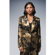 Gold Blazers Wallis Metallic Foil Button Blazer - Gold