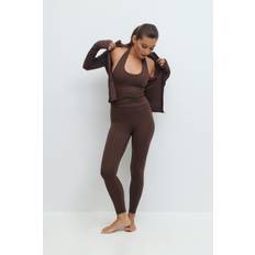 Gina Tricot Underkläder Gina Tricot Mörkbruna Yogaleggings Med Rysch Hög Midja - Brown