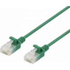 Deltaco U UTP Cat6a Patchkabel Slim 3.5mm Green 0.5m