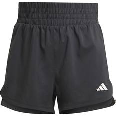 adidas Pacer Training 3-Stripes Woven High-Rise shorts Black White 3"