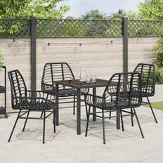 5 Piece Garden Black Poly Rattan 73cm H x 160cm W x 80cm D