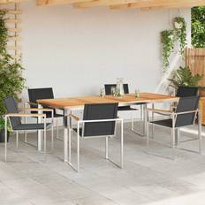Teak Patio Dining Sets Brayden Studio 7 Piece Garden 75cm H x 200cm W x 90cm D Patio Dining Set