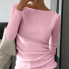 Off-Shoulder T-shirts Shein New Textured Off Shoulder Fitted Dolman Sleeve T-Shirt