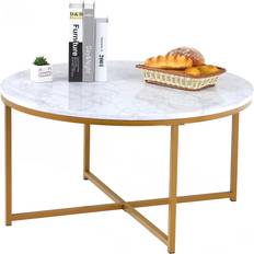 B&Q Coffee Tables B&Q Round With White Marble Effect Coffee Table 106.7cm
