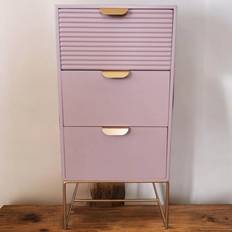 Pink Bedside Tables Buttercup Farm 3 Drawer Wood L24 x W30 x H64 cm Pink Bedside Table