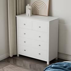 Steel - White Chest of Drawers Core Products Nairn White 2+3 Drawers Chest of Drawer