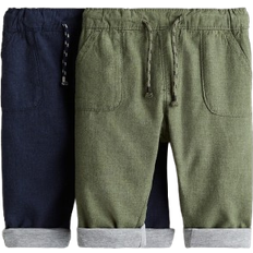 H&M Baby Helfodrad Bomullsbyxa 2-Pack - Khakigrön/Mörkblå