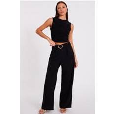 Quiz Buckle Palazzo Trousers - Black