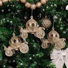 Gold Christmas Tree Ornaments Melody Maison Set Of 3 Gold Glitter Princess Carriage Baubles Christmas Tree Ornament