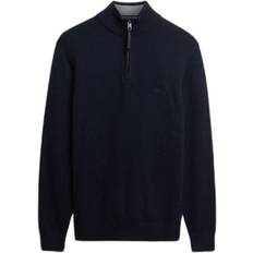 Superdry Wool Blend Half Zip Jumper with Funnel Neck - Bleu