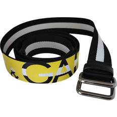 Men - Stripes Belts Dolce & Gabbana Logo Striped Metal Buckle Belt with Leather Black