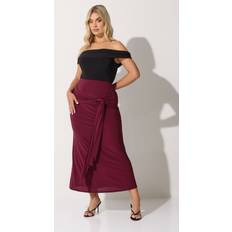 Stretch Skirts Yours Tie Detail Maxi Skirt Limited Collection - Burgundy