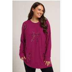 Pink - Women Jumpers Yours Bow Sequin Jumper Plus Size - Dark Pink