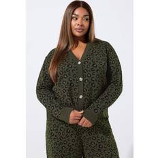 Yours Leopard Print Cardigan Plus Size - Light Khaki