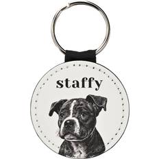 Staffy Leather Keyring