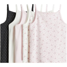H&M Jersey Vest Tops 5-pack - Light Pink/Bows (0750623053)