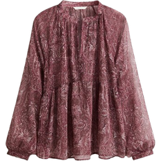 H&M Patterned Chiffon Blouse - Dark Pink/Paisley Pattern