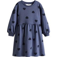 H&M Oversized Sweatshirt Dress - Blue/Hearts (0984595025)