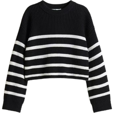 H&M Cotton Blend Jumper - Black/Striped (1290901001)