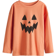 Motif Detail Cotton T-shirt - Orange/Pumpalykta