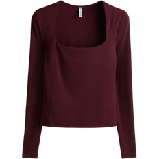 H&M Long-sleeved Microfibre Top - Burgundy