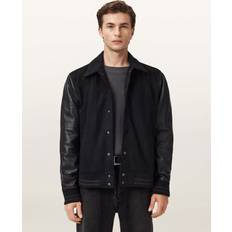AllSaints Dam Ytterkläder AllSaints Endleton Contrast-Panel Leather Woven Bomber Jacket - Black