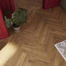 Solid wood flooring GoodHome Visby Herringbone Blonde Wood Effect Oak Solid 1.94 M²